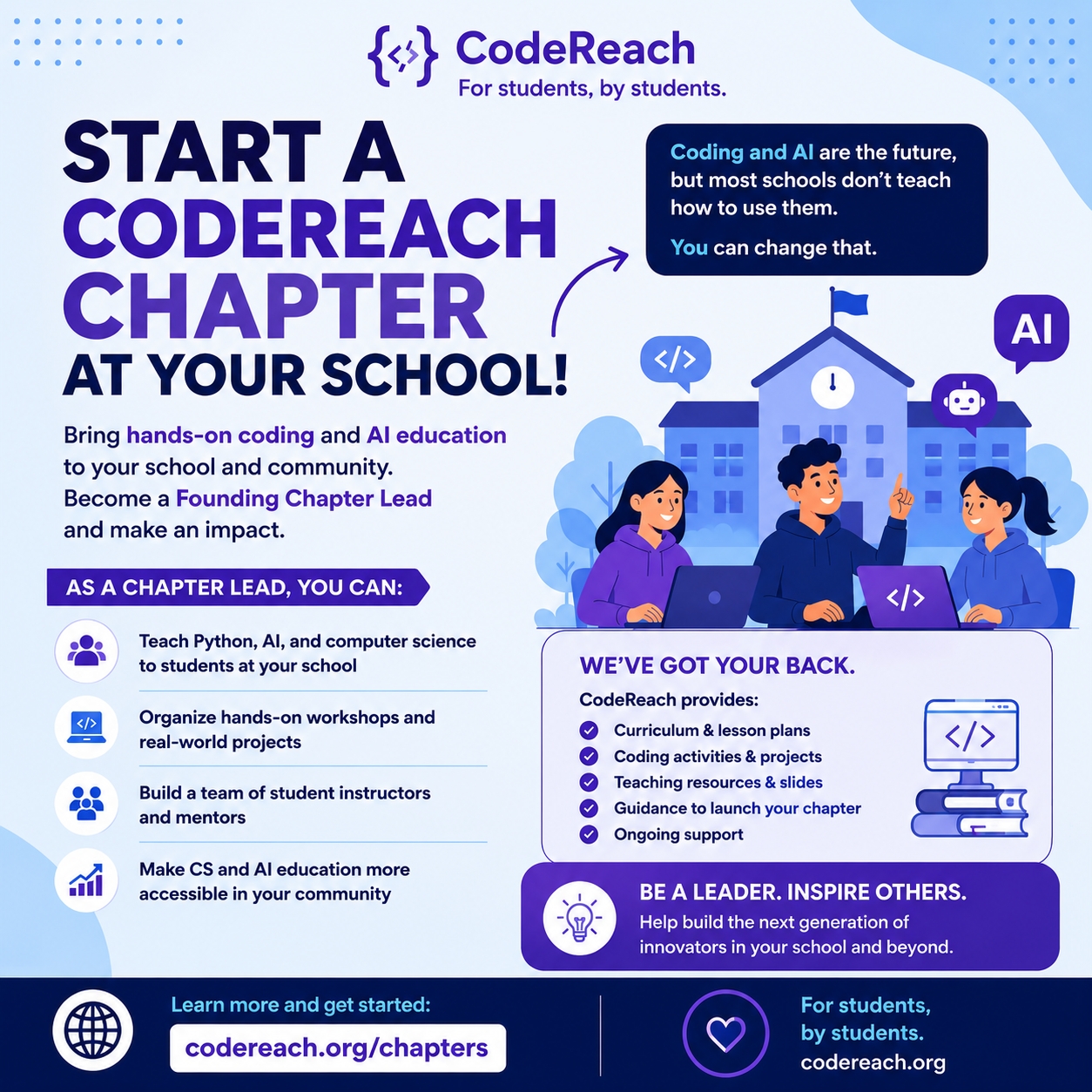 Start a CodeReach Chapter flyer — click to apply