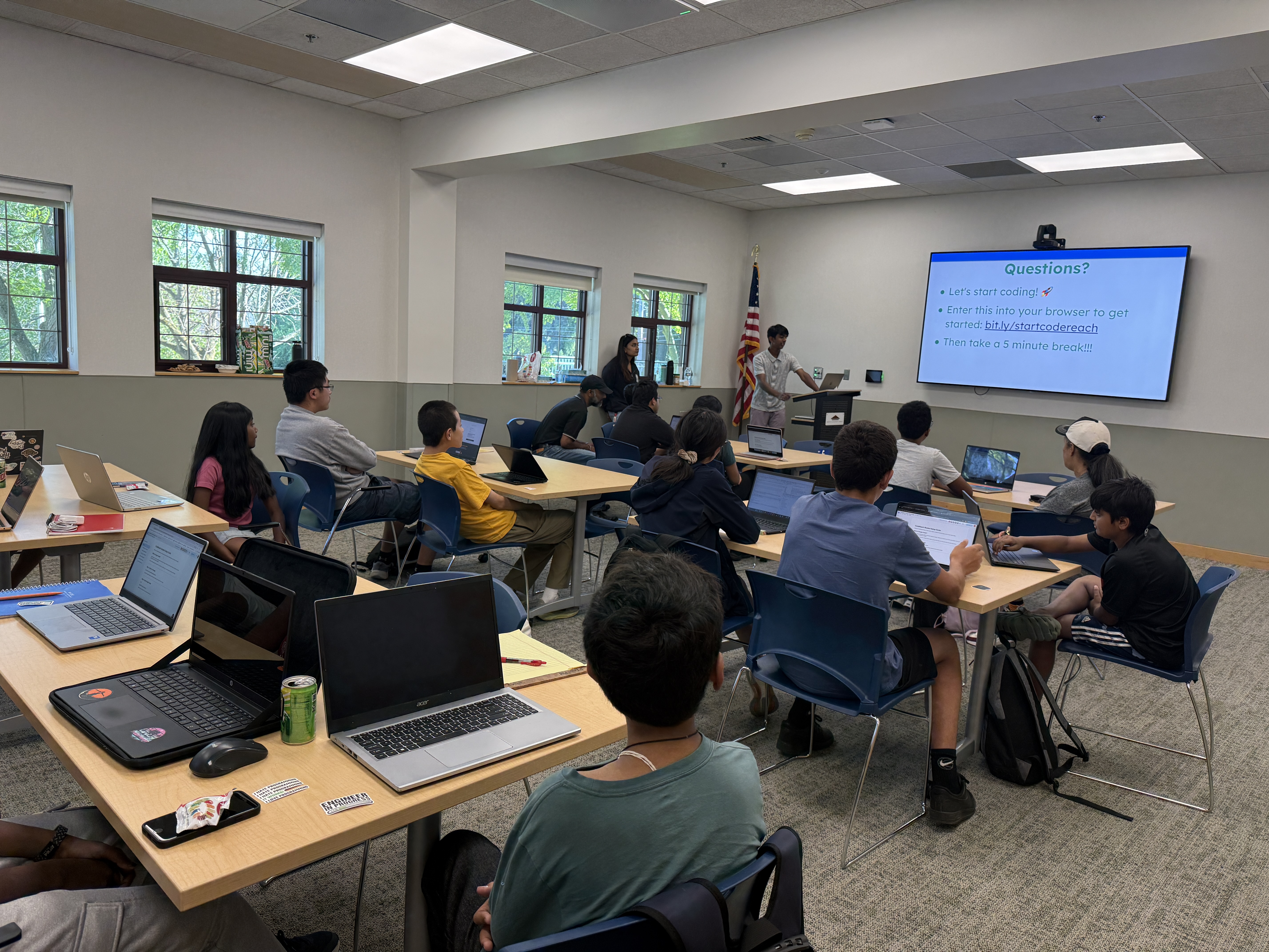 Students coding during Week 1 of CodeReach camp